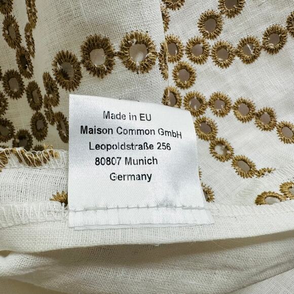 Maison Common Embroidered Linen Eyelet Cream Sleeveless Top Size 40 Beach Yacht - Picture 7 of 9